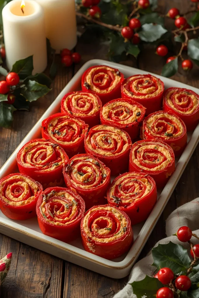 Roasted Red Pepper and Hummus Pinwheels