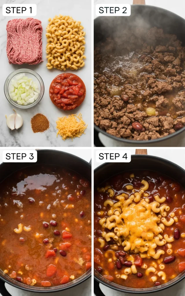 Chili Mac Soup steps