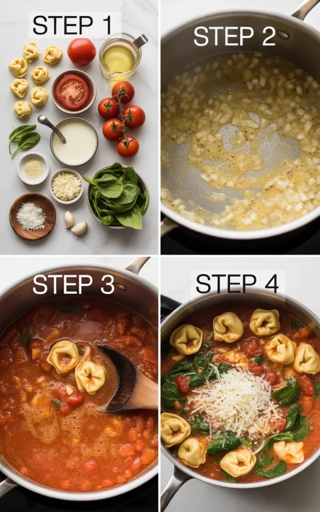 Creamy Tomato Tortellini Soup steps