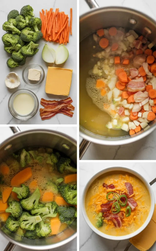 Loaded Broccoli Cheddar Soup Steps