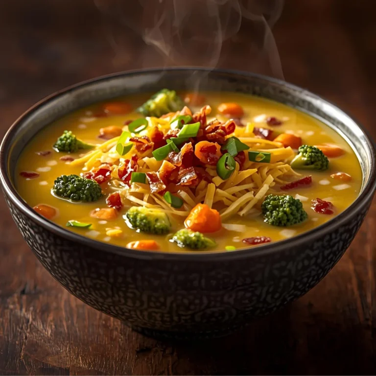 Loaded Broccoli Cheddar Soup in a bowl