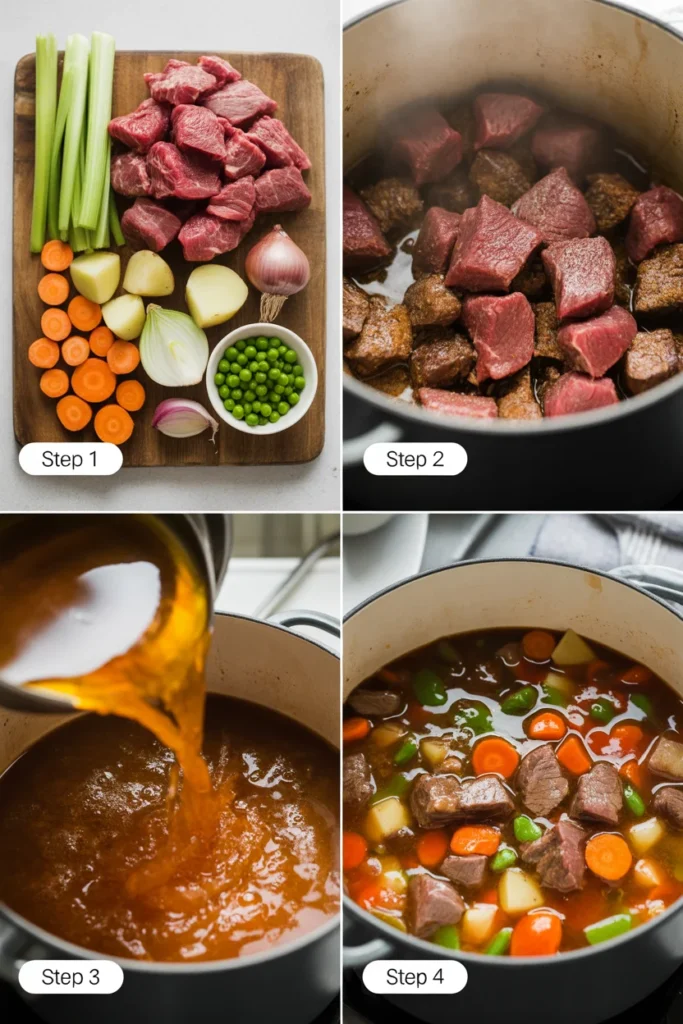 cooking process of a Beef Vegetable Stew