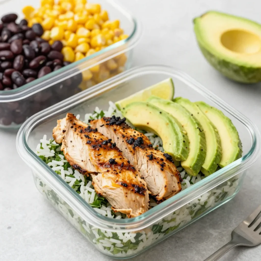 Meal Prep Chicken Burrito Bowls