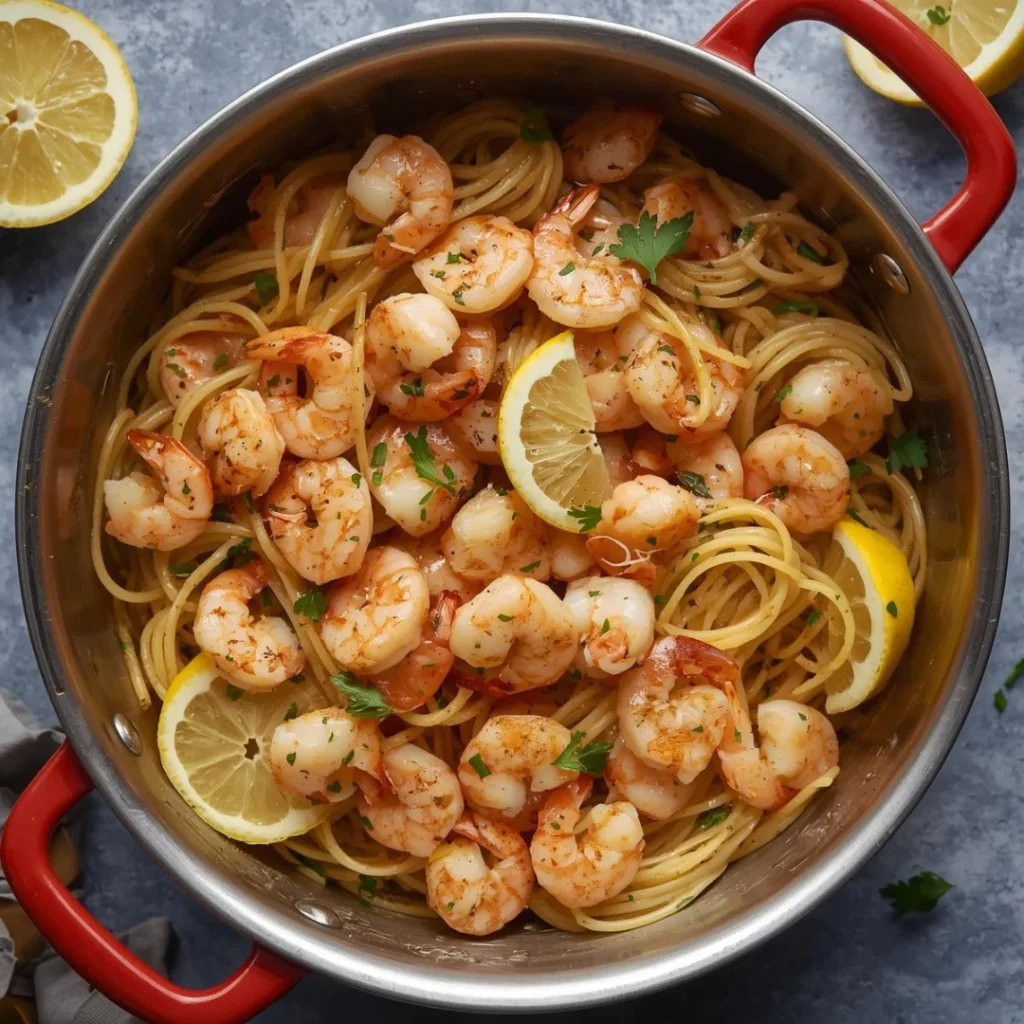 One Pot Lemon Garlic Shrimp Pasta