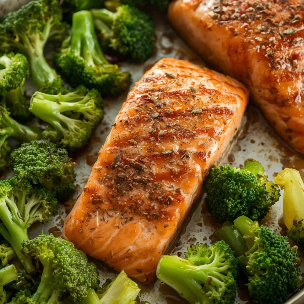 Sheet Pan Salmon and Broccoli
