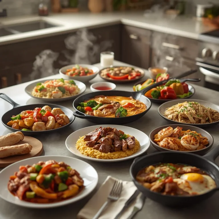 busy weeknight dinner spread