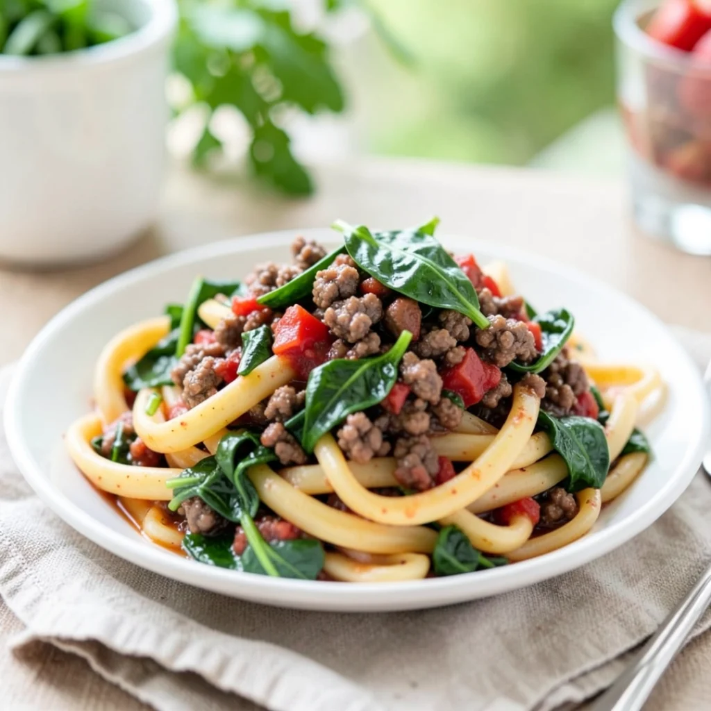 Beef Spinach Pasta