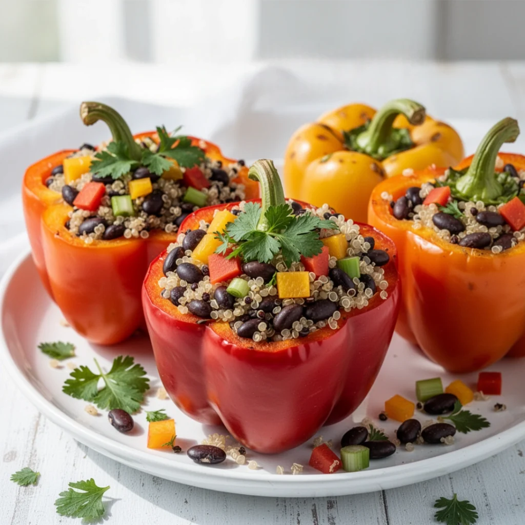 Black Bean Quinoa Stuffed Peppers