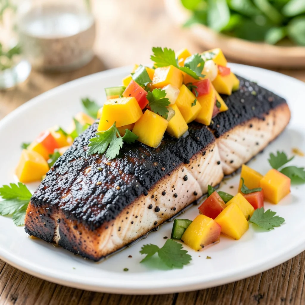 Blackened Salmon with Mango Salsa