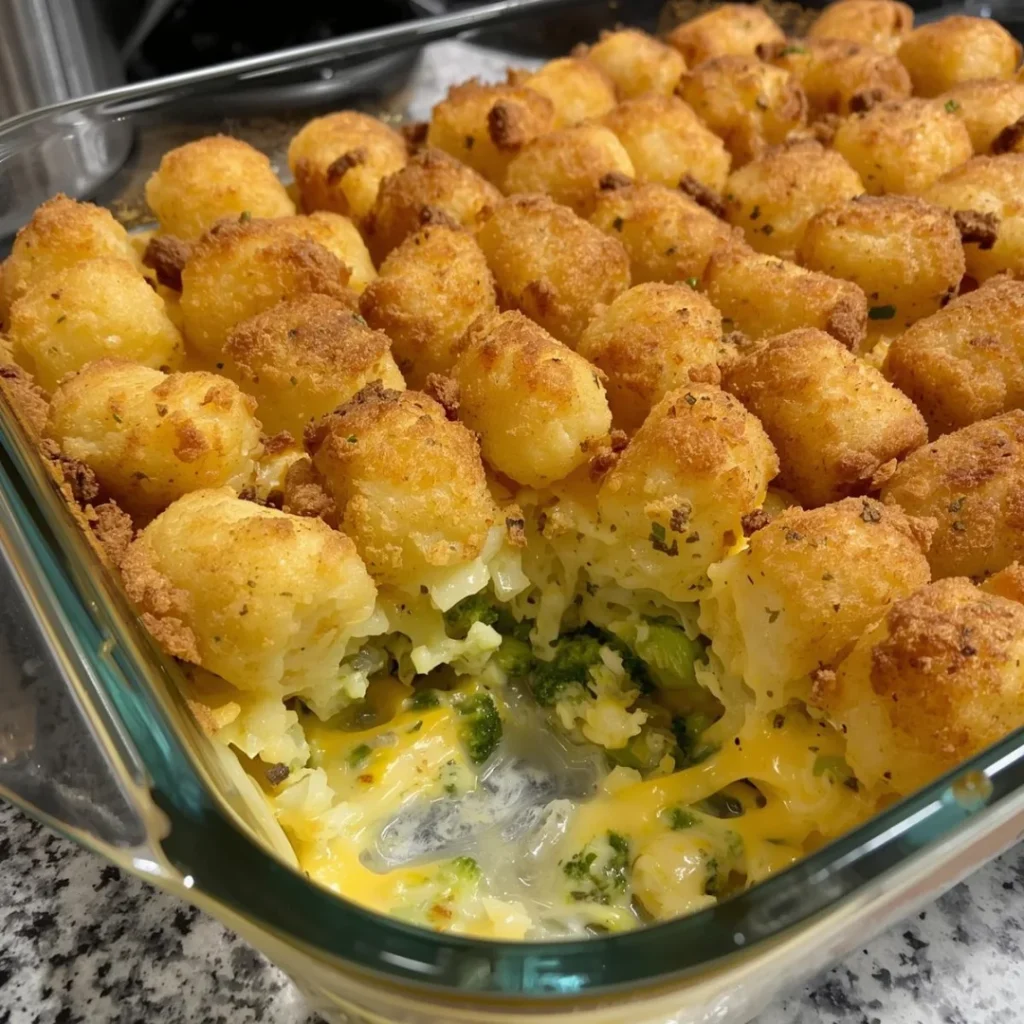 Broccoli Cheddar Tater Tot Casserole