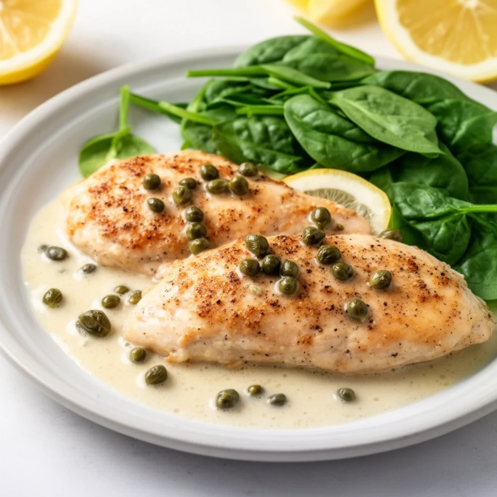 Chicken Piccata with Spinach