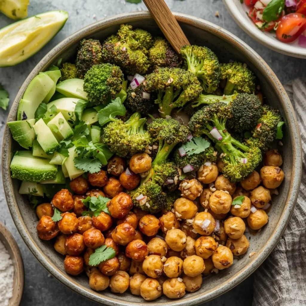 Crispy Roasted Broccoli and Chickpea Bowls