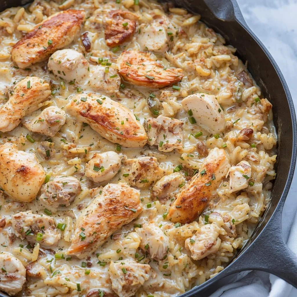 Dump and Bake Creamy Chicken and Rice
