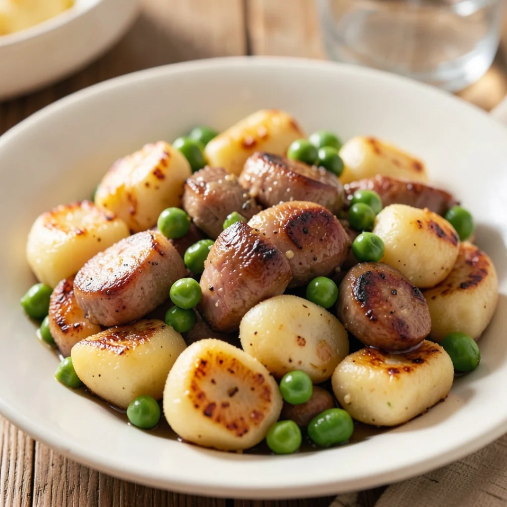 Gnocchi with Sausage Peas