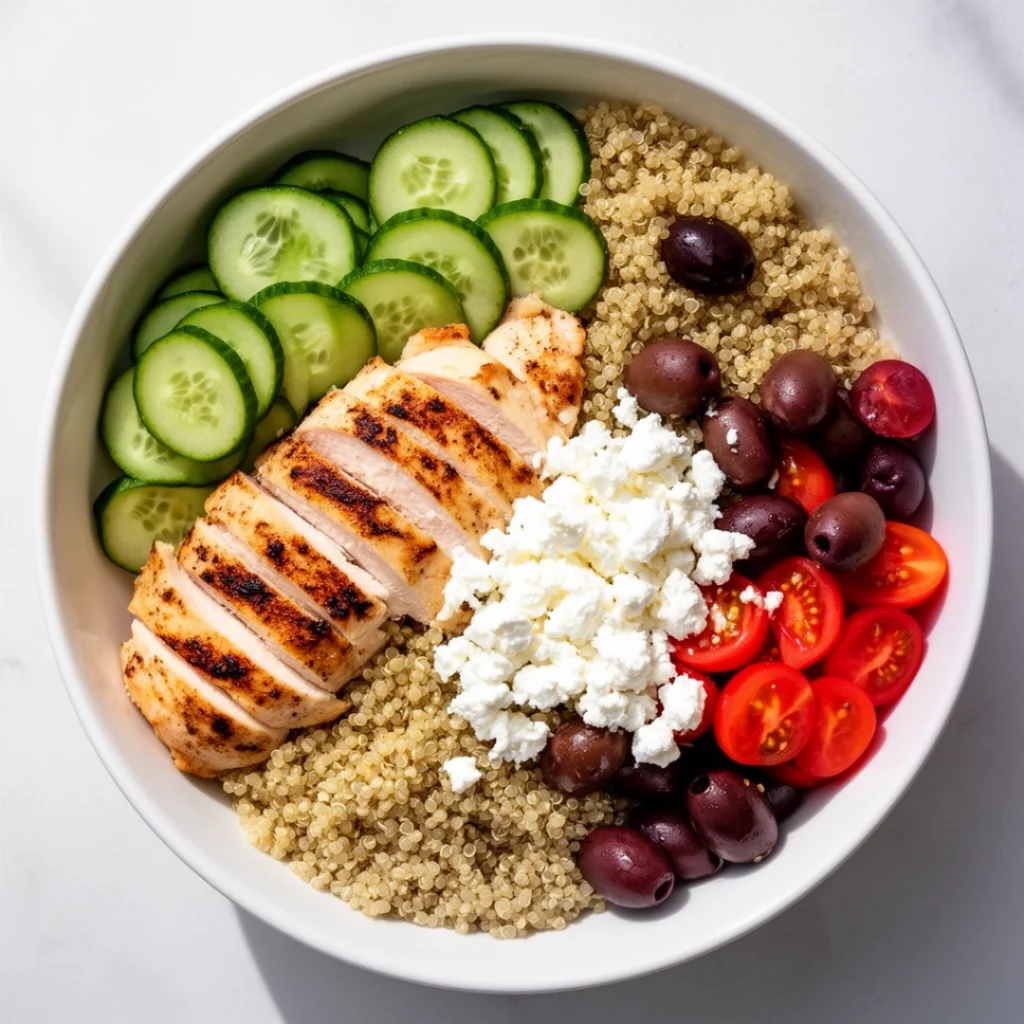 High Protein Greek Chicken Quinoa Bowls