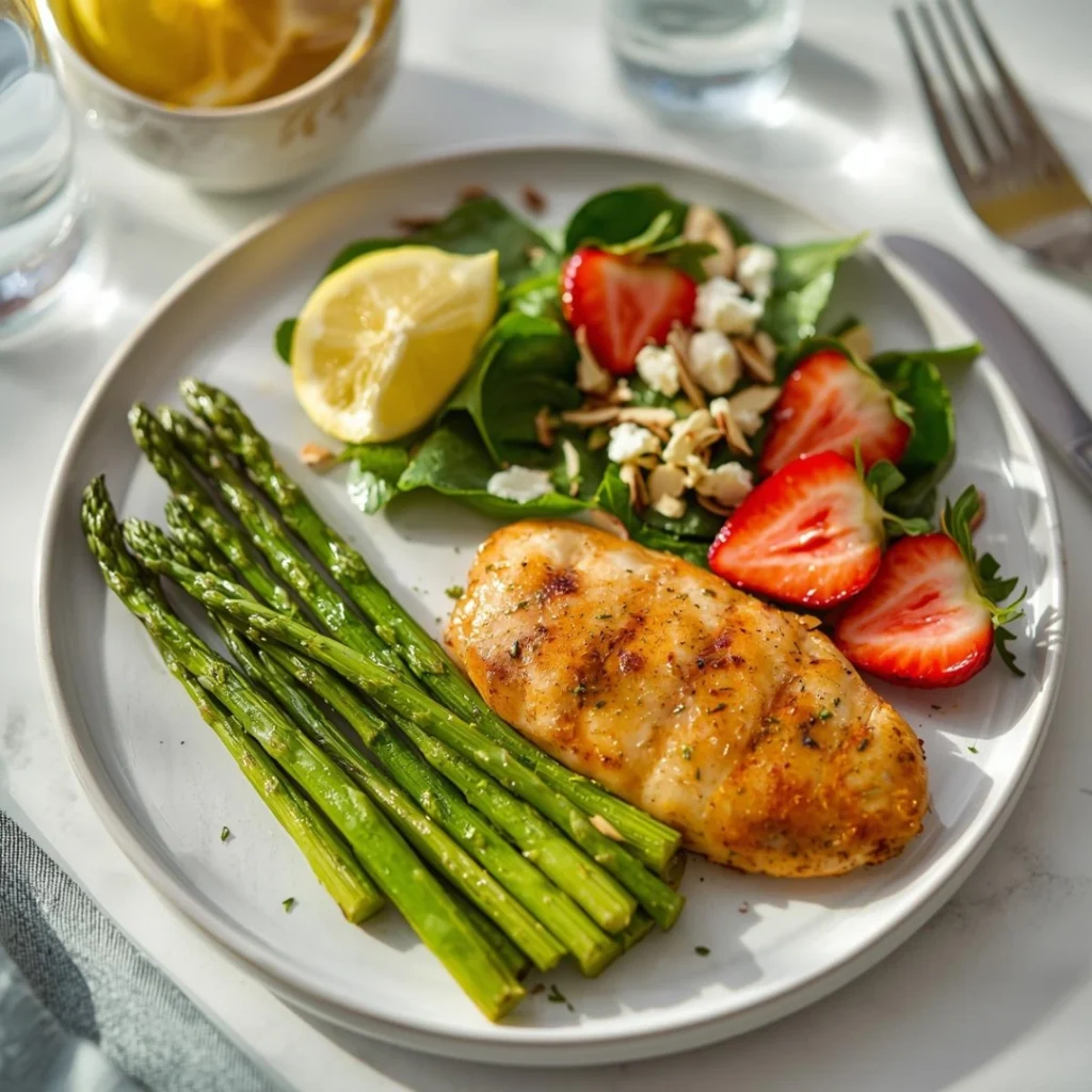 Lemon Chicken Asparagus Strawberry Salad