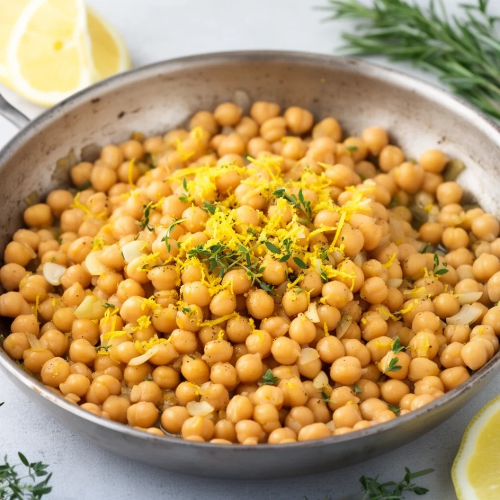 Lemon Garlic Chickpea Skillet