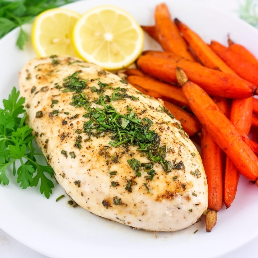 Lemon Herb Baked Chicken with Roasted Carrots