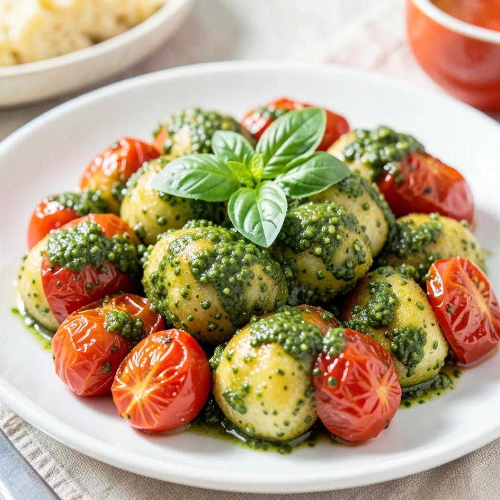 Pesto Gnocchi with Cherry Tomatoes