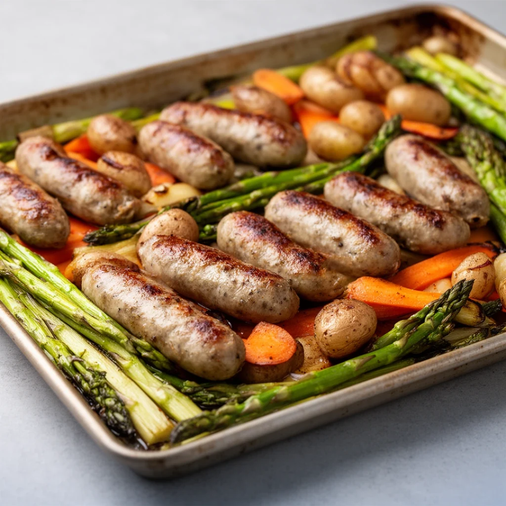 Sheet Pan Sausage Spring Veggies