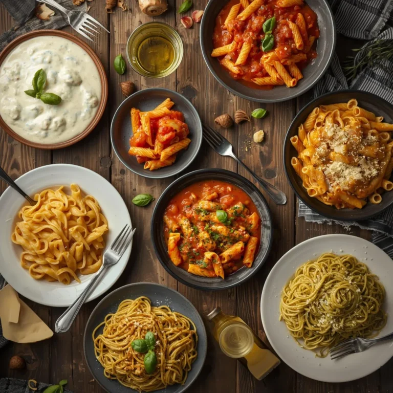 assorted pasta dishes