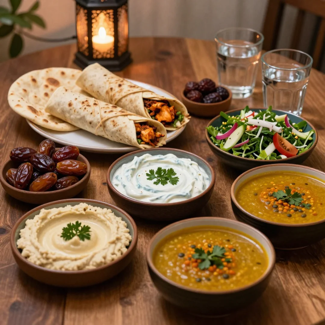 simple Middle Eastern iftar table