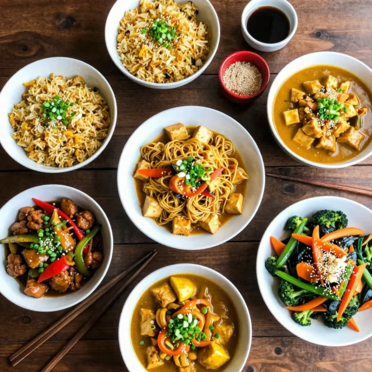 vibrant spread of Asian dishes