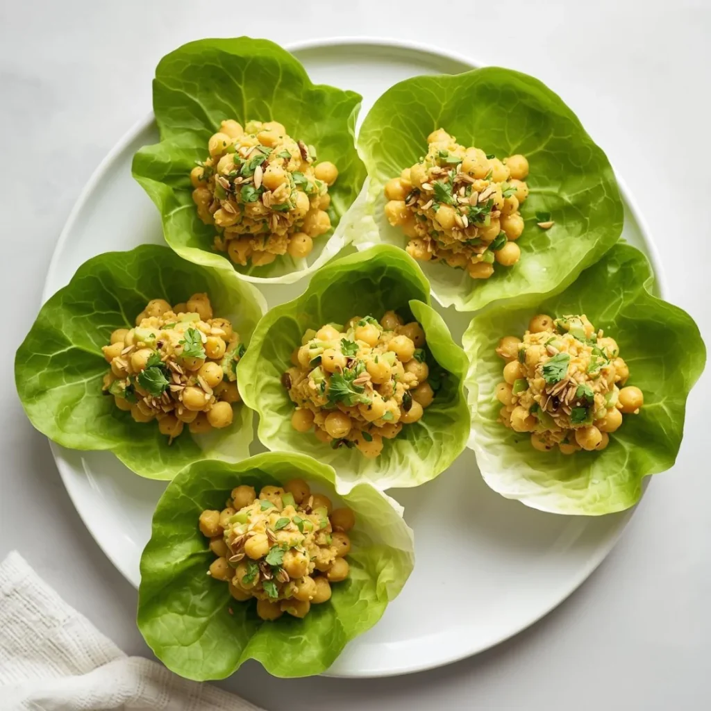 Avocado Chickpea Lettuce Cups