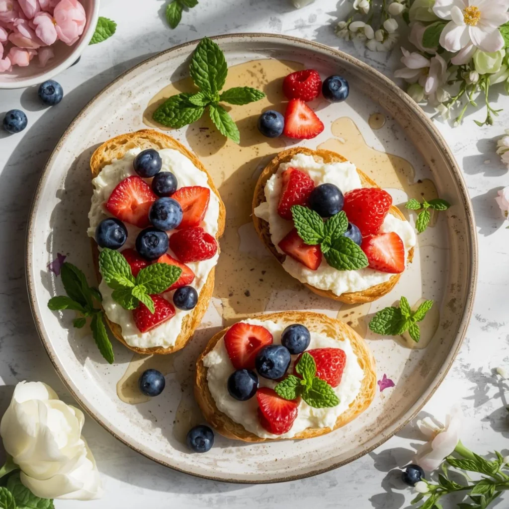 Berry Ricotta Toast with Fresh Mint