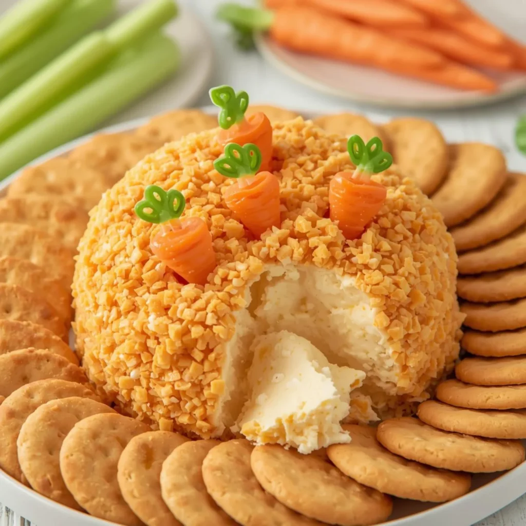 Carrot Patch Cheese Ball with Crackers