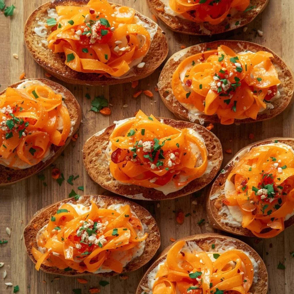 Carrot Ribbon Salad Crostini