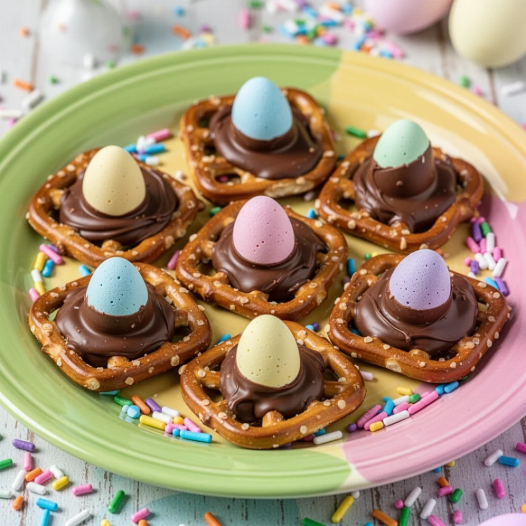 Chocolate Easter Egg Pretzel Bites