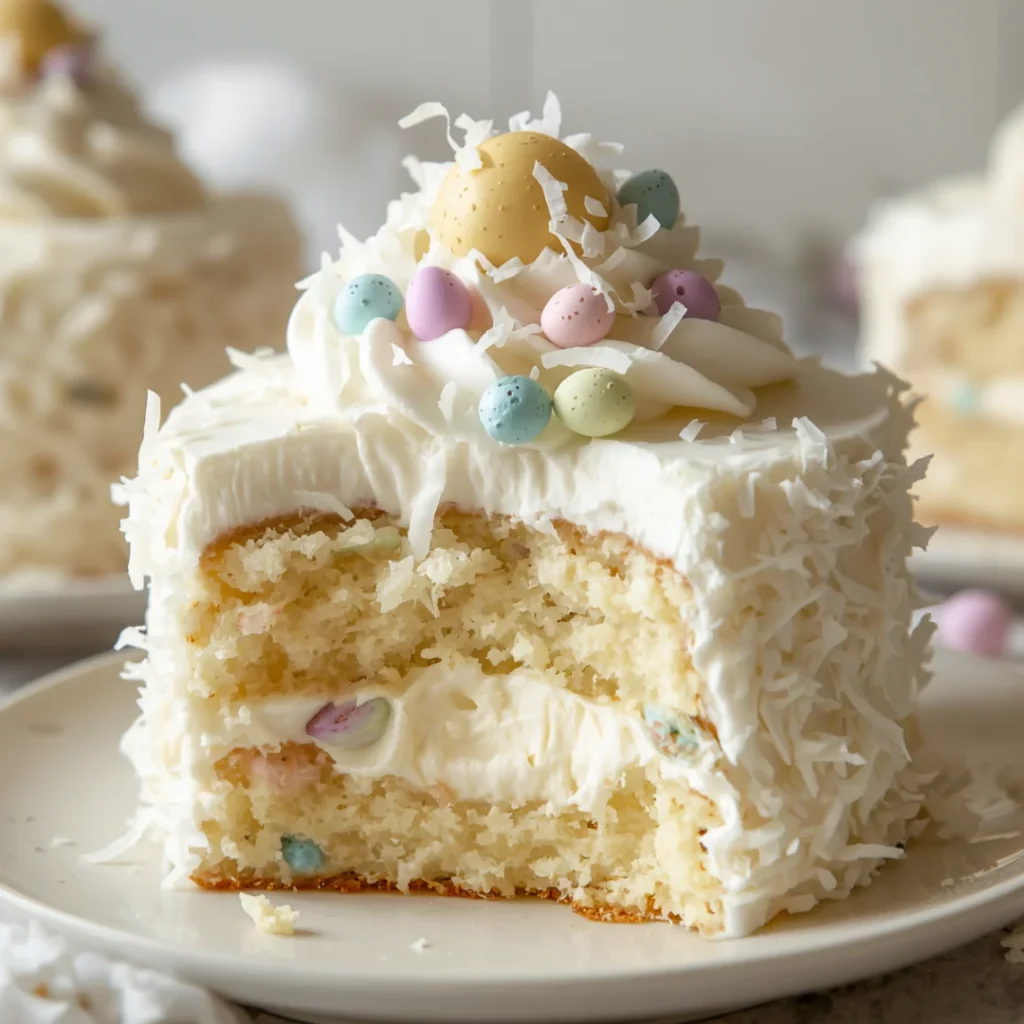 Coconut Cream Easter Poke Cake