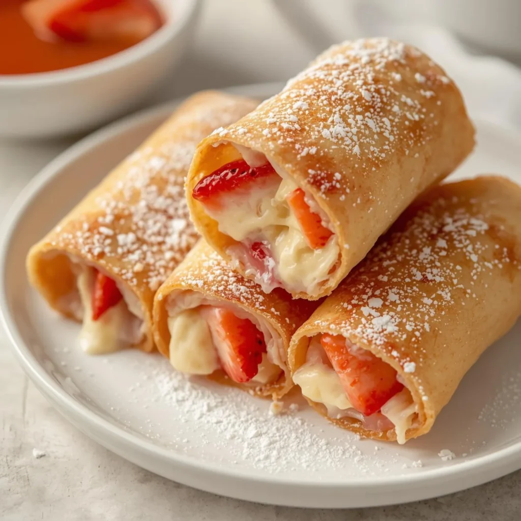 Cream Cheese Strawberry Spring Rolls
