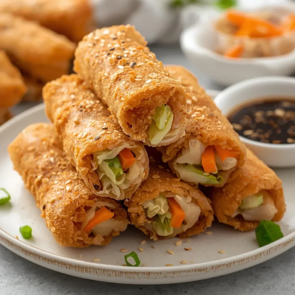 Crispy Vegetable Spring Rolls with Garlic Soy Sauce
