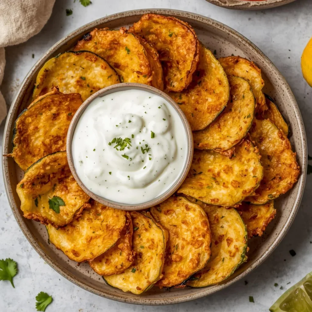 Crispy Zucchini Chips with Ranch Dip