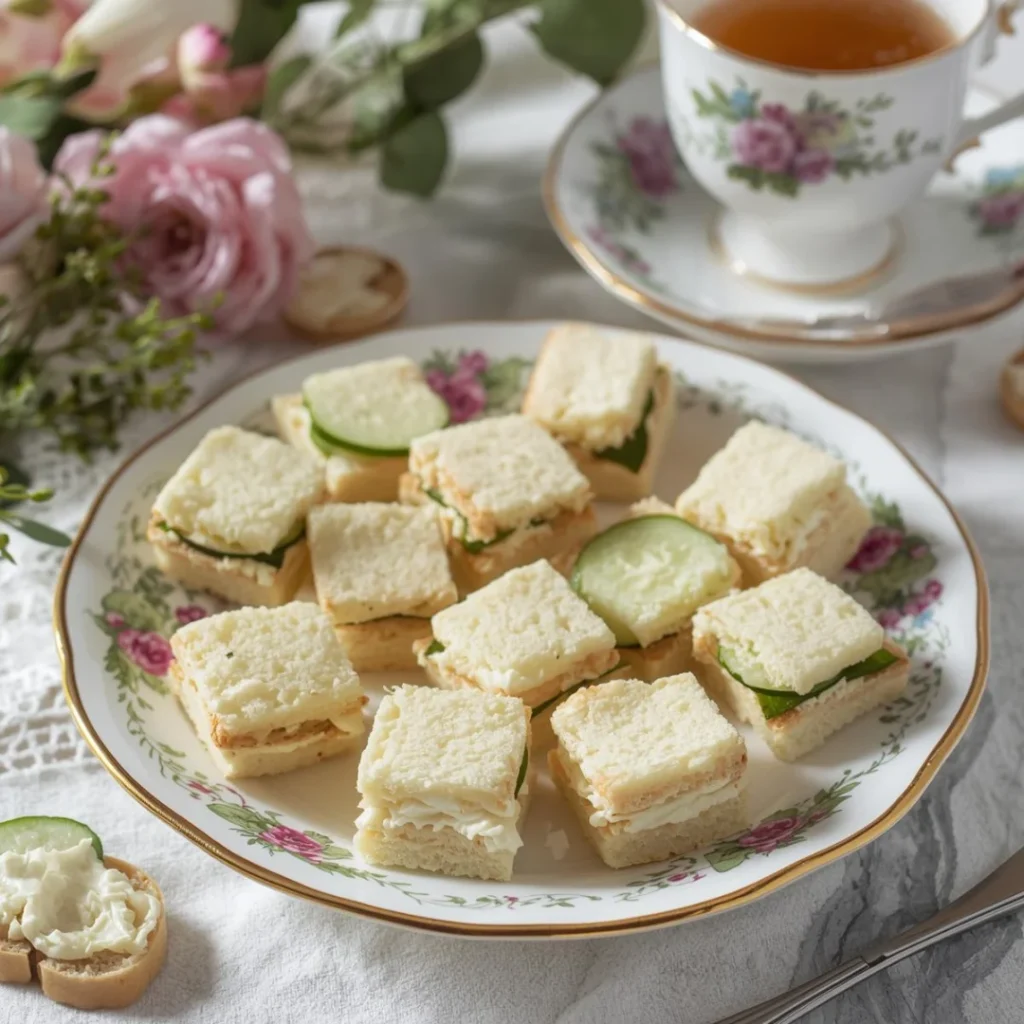 Cucumber Cream Cheese Tea Sandwich Bites