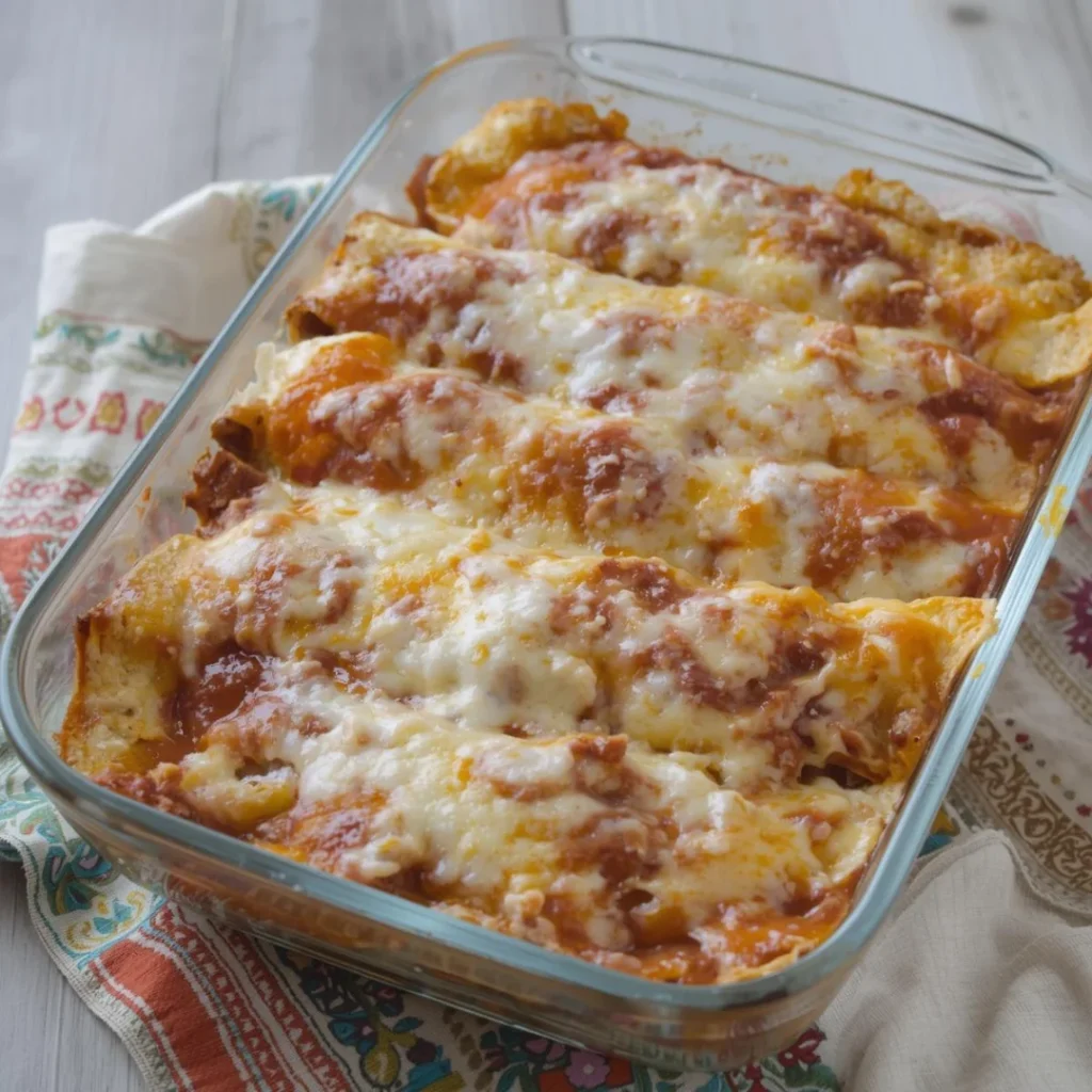 Dump and Bake Chicken Enchilada Casserole