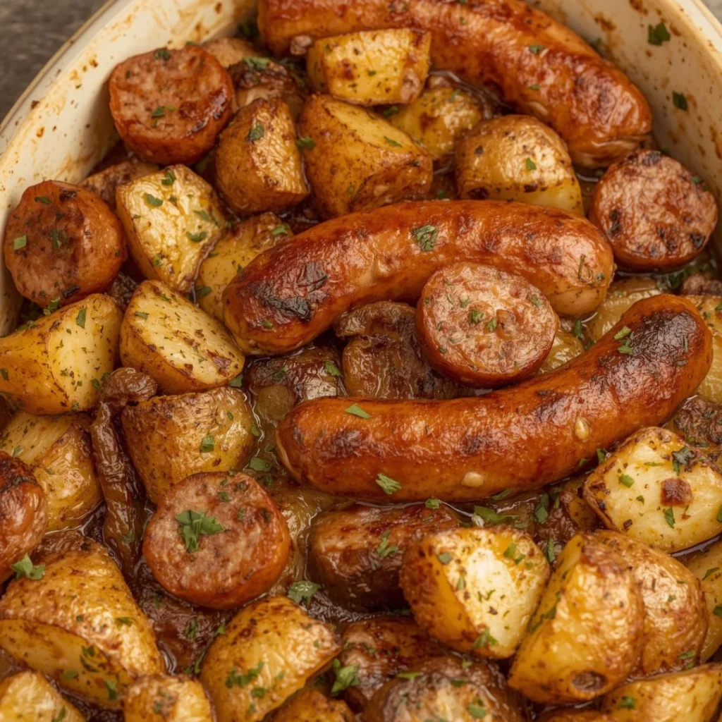 Dump and Bake Sausage and Potatoes