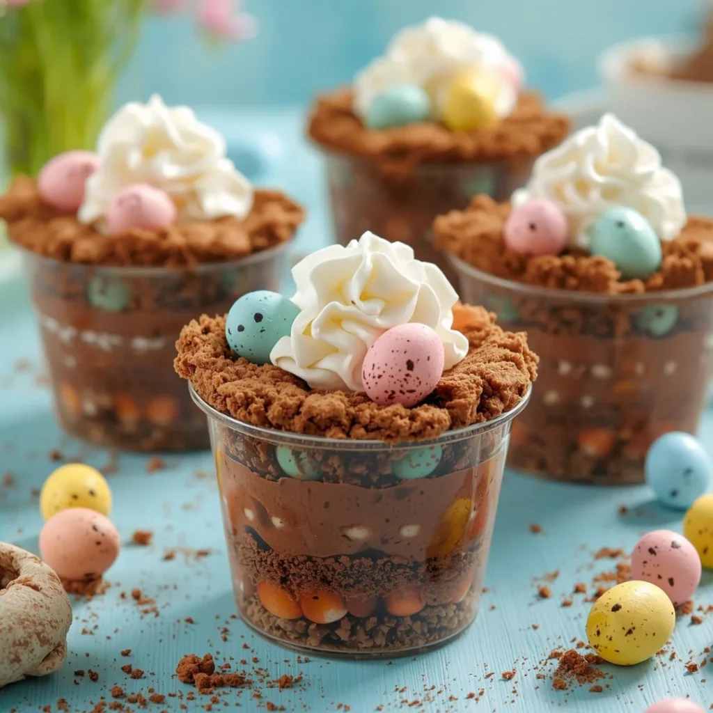 Easter Egg Dirt Cups with Mini Eggs