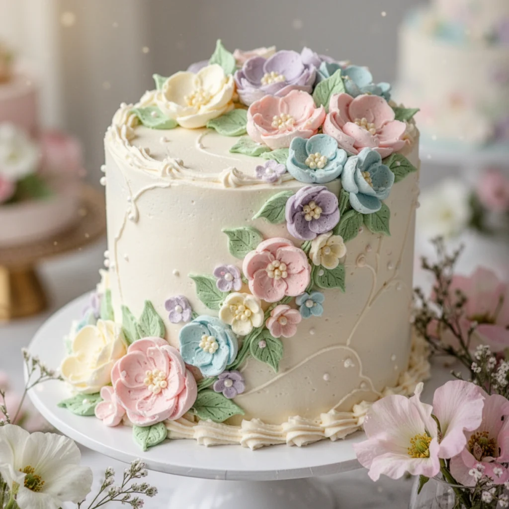 Floral Spring Buttercream Cake