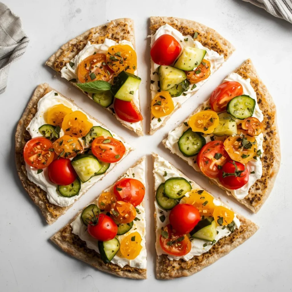 Garden Veggie Flatbread with Herbed Cream Cheese