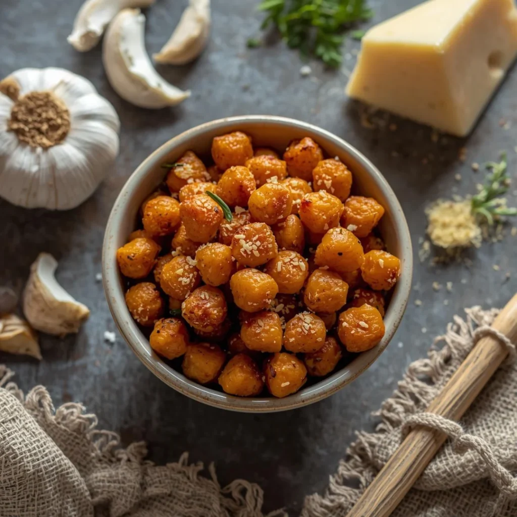 Garlic Parmesan Roasted Chickpeas