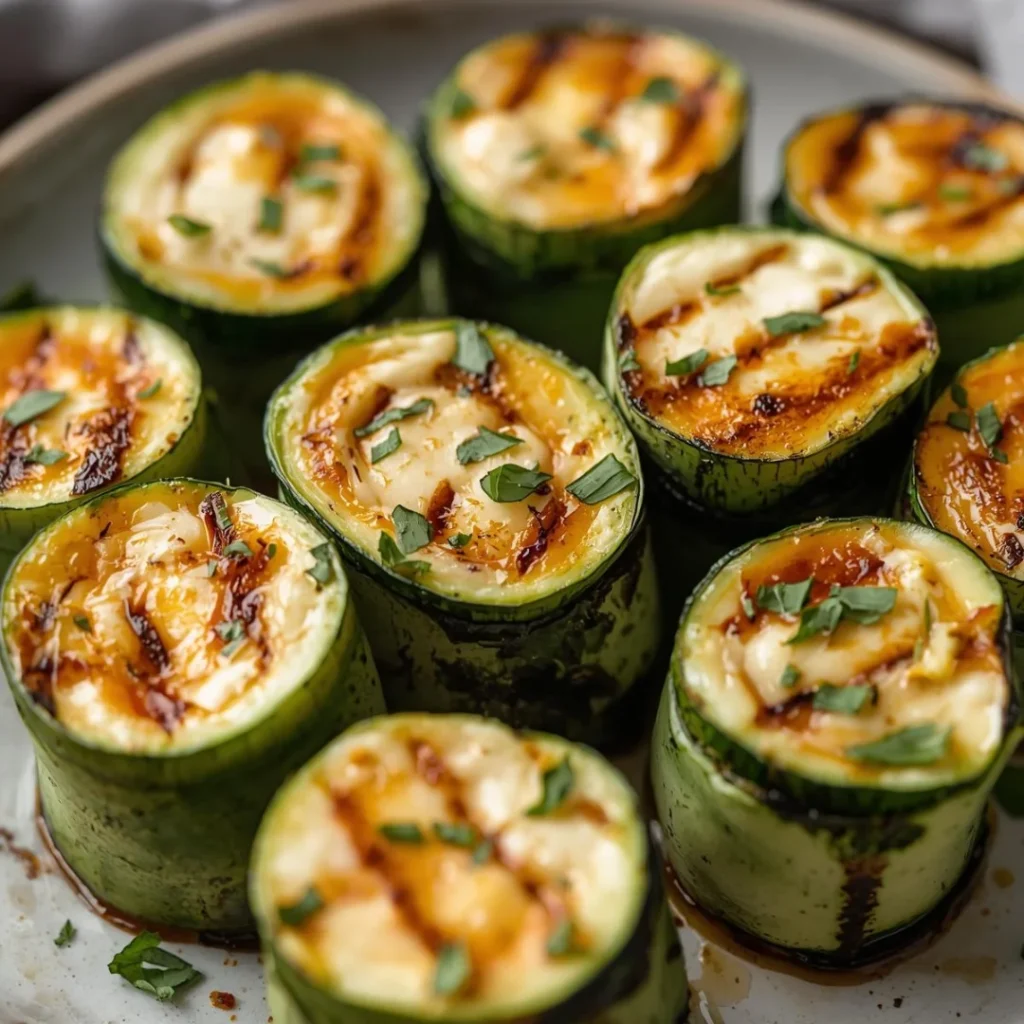 Grilled Zucchini Roll Ups with Cheese