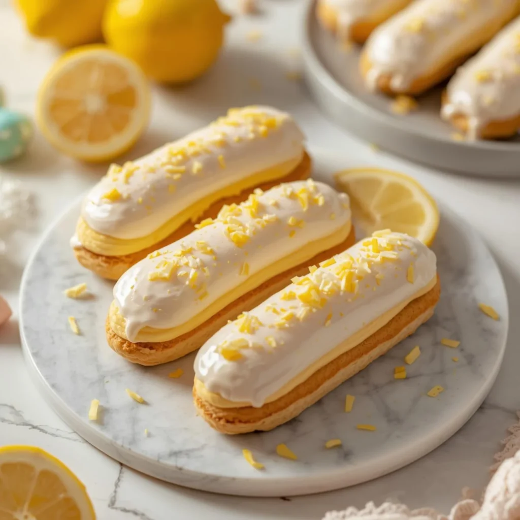 Lemon Cream Easter Eclairs