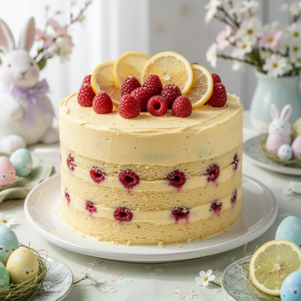 Lemon Raspberry Easter Cake