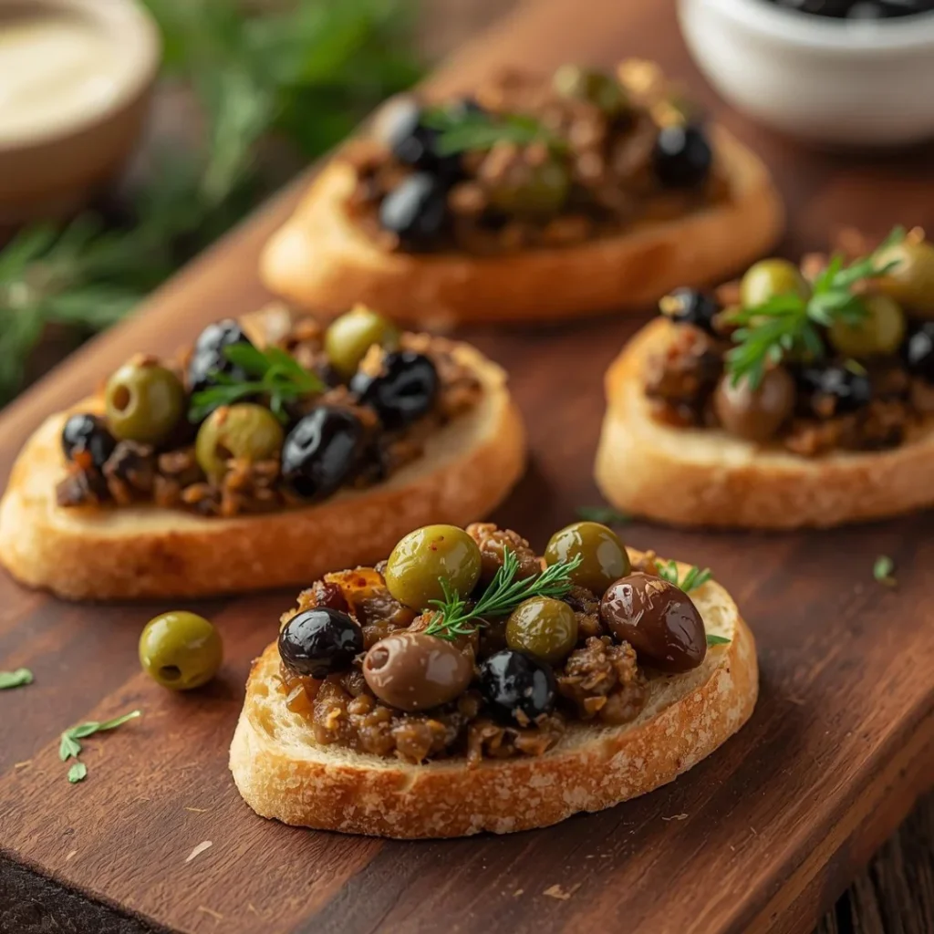 Mediterranean Olive Tapenade Crostini
