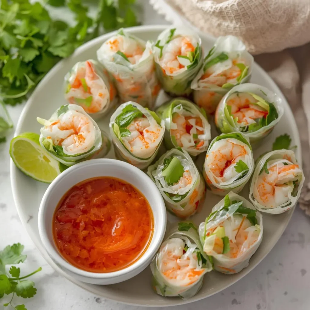 Mini Shrimp Spring Rolls with Sweet Chili Dip