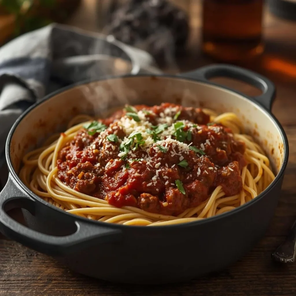 One Pot Spaghetti with Meat Sauce
