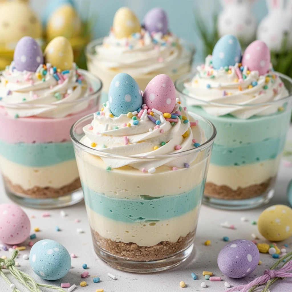 Pastel No Bake Cheesecake Cups